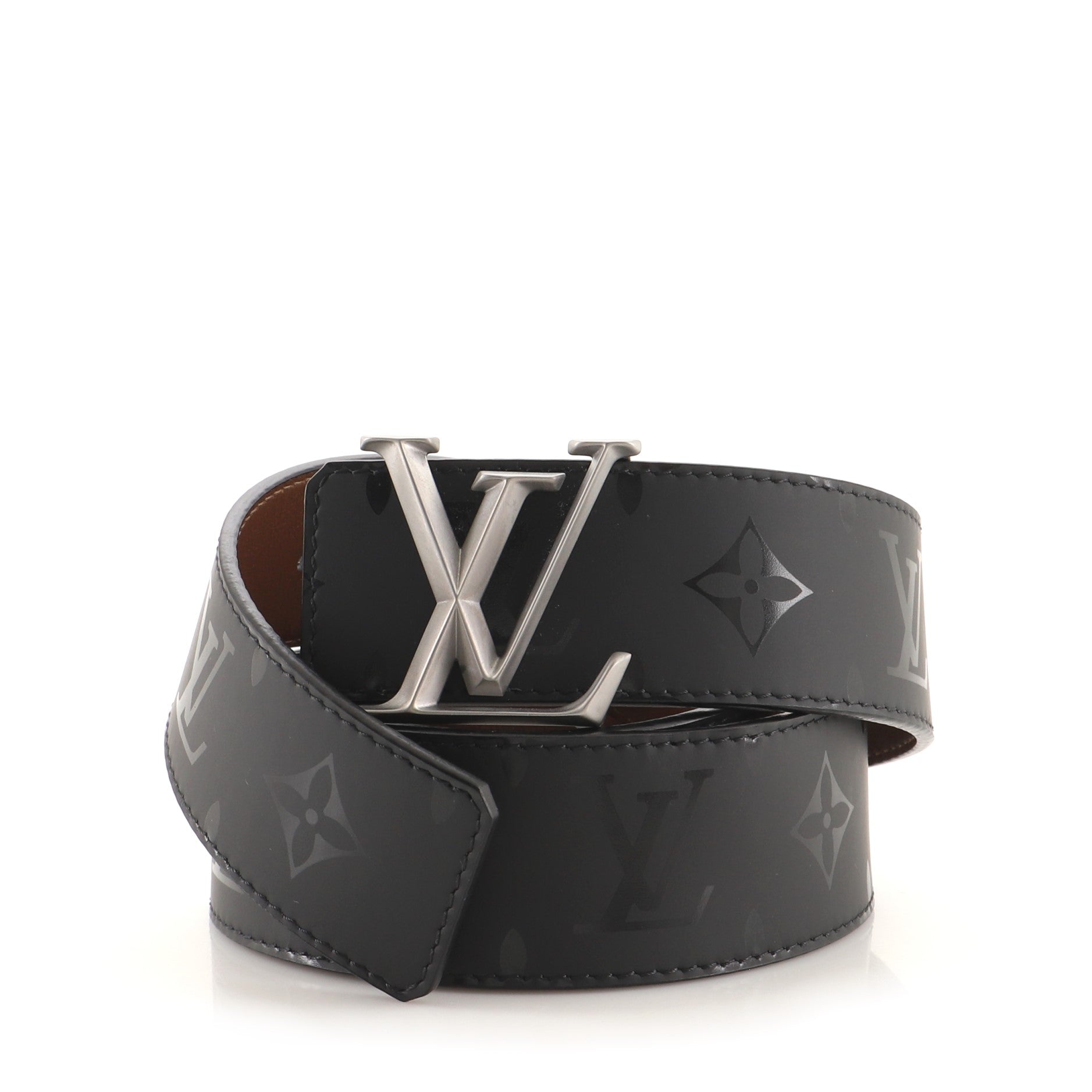 LV Initiales Reversible Belt Monogram Eclipse Calfskin Wide 90