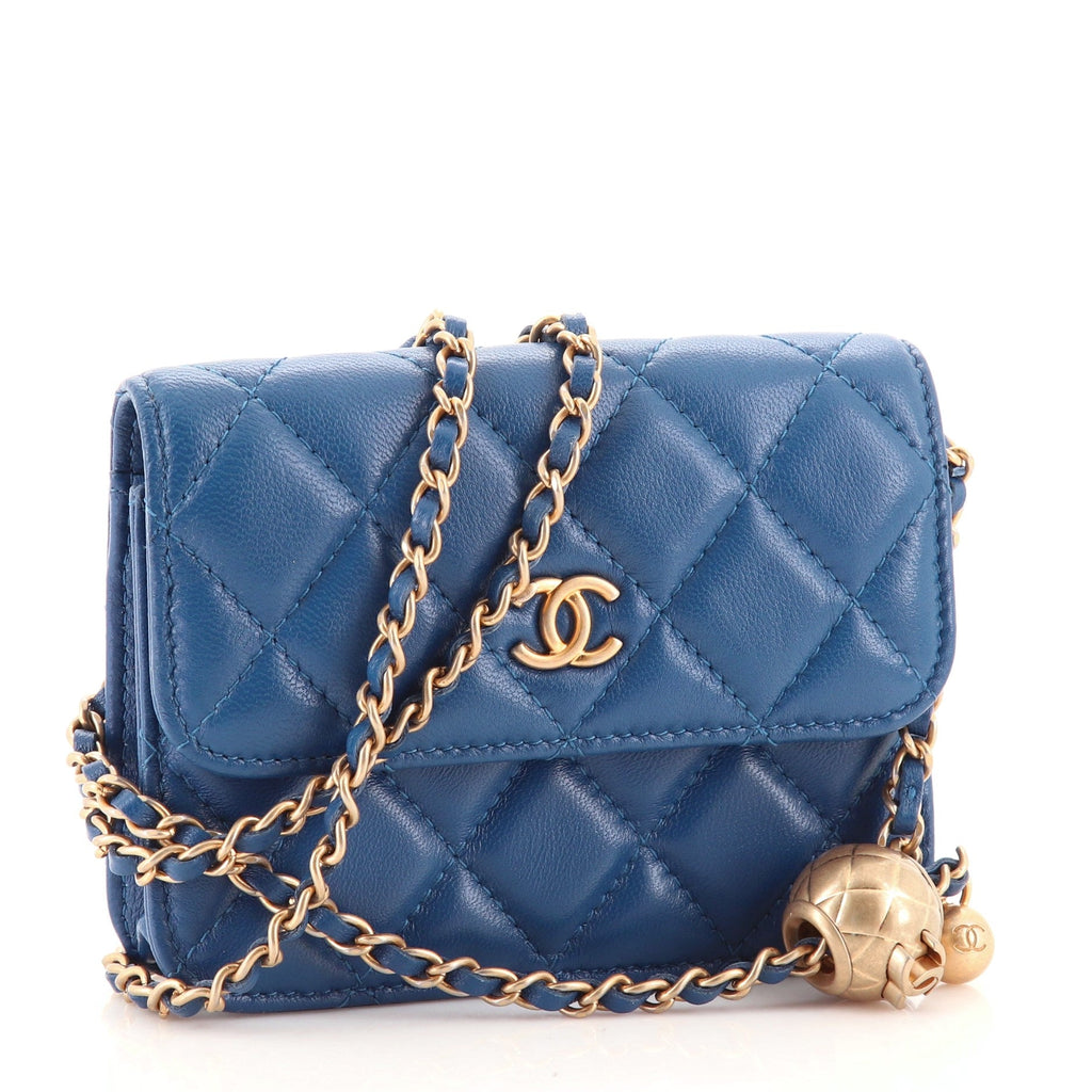 Pearl Crush Flap Clutch with Chain Quilted Lambskin Mini