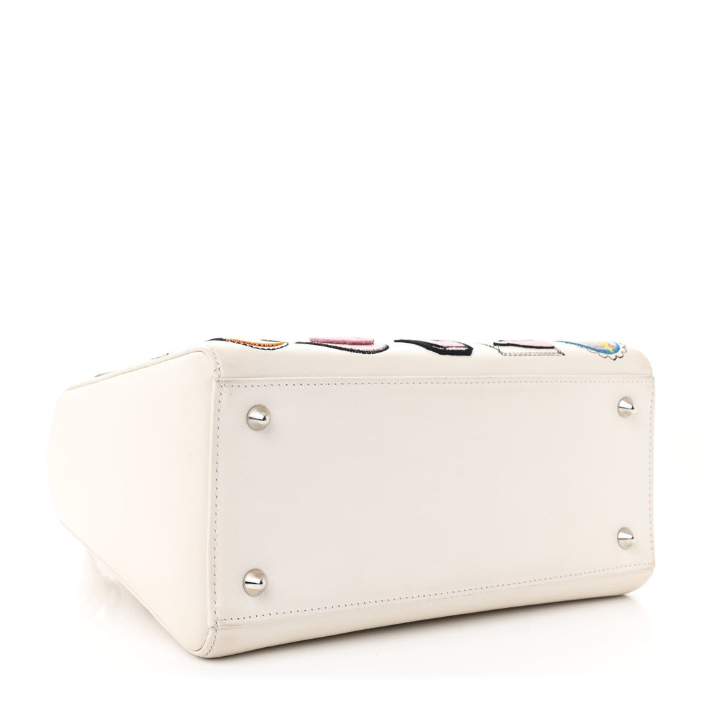 Calfskin Patch Embellished Medium Lady Dior White