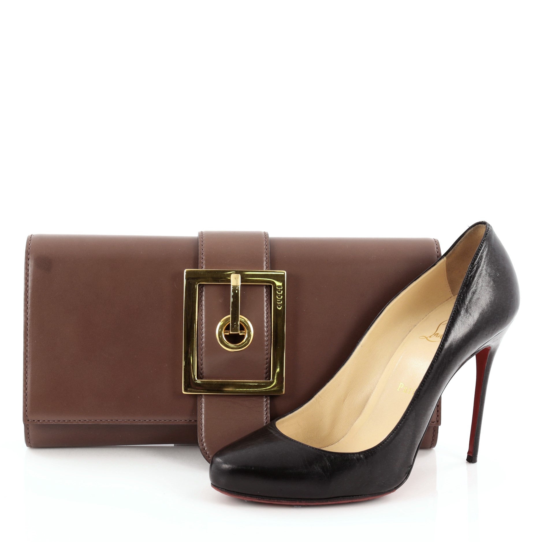 Lady Buckle Clutch Leather