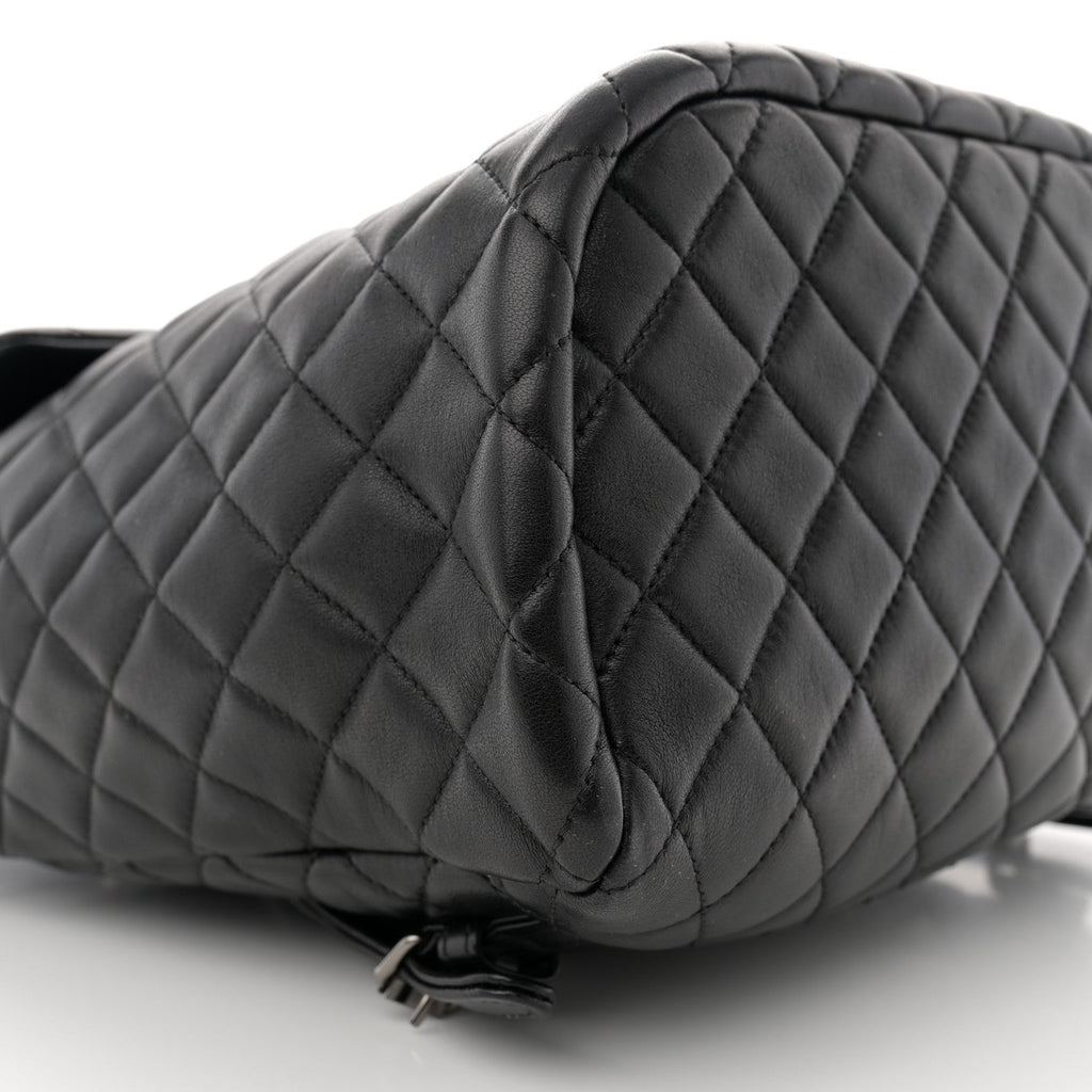 Lambskin Quilted Large Urban Spirit Backpack Black