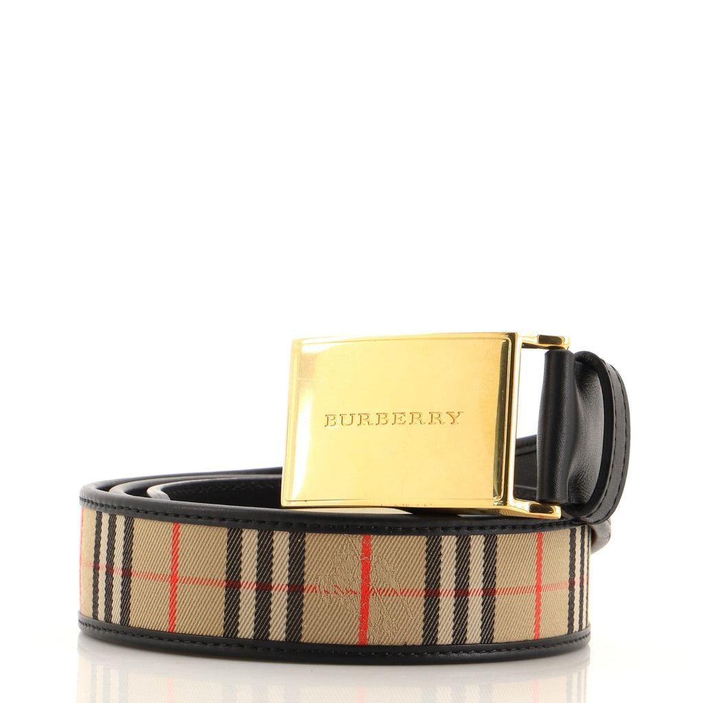 Logo Buckle Belt Vintage Check Coated Canvas Wide 90