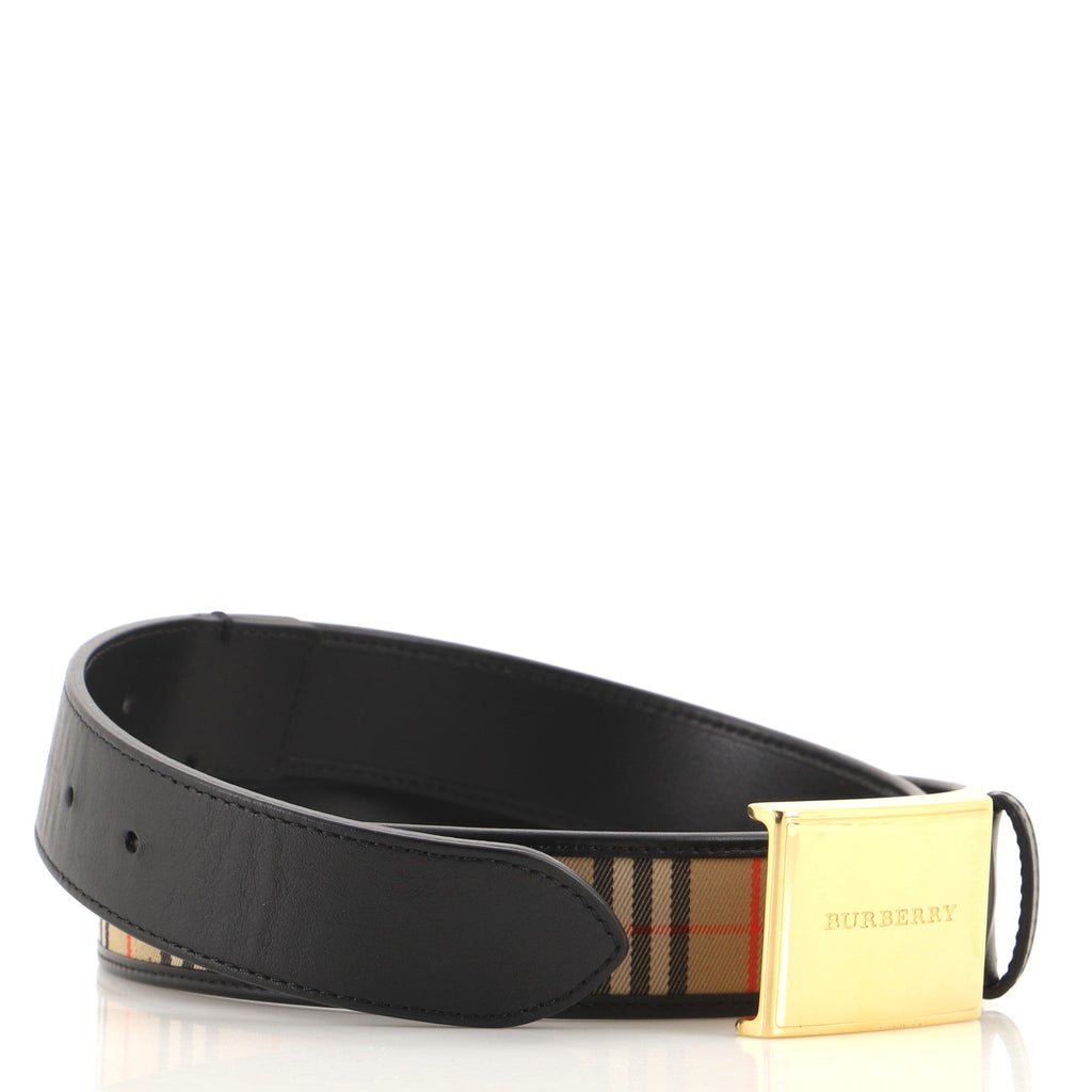 Logo Buckle Belt Vintage Check Coated Canvas Wide 90