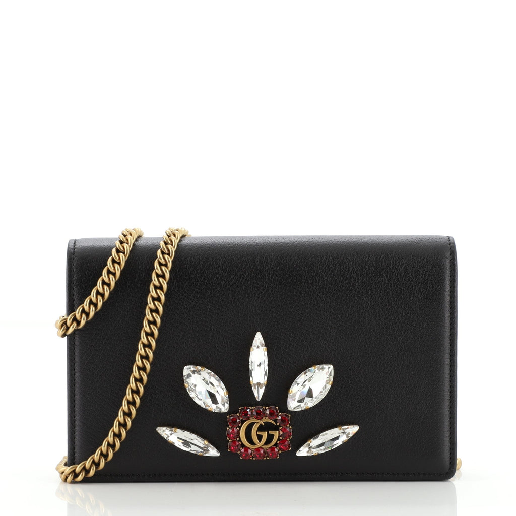 GG Marmont Chain Wallet Embellished Leather Mini