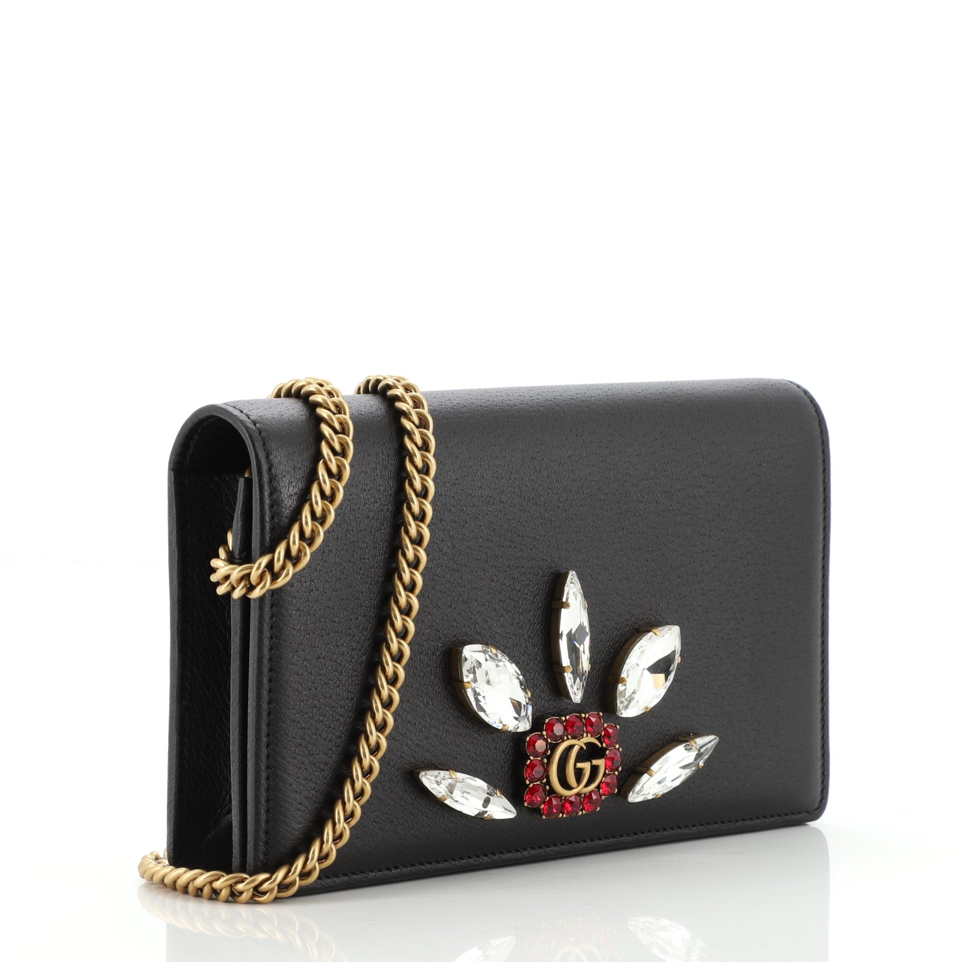 GG Marmont Chain Wallet Embellished Leather Mini