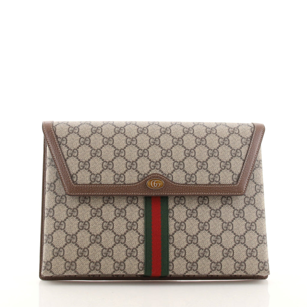 Ophidia Flap Clutch GG Coated Canvas Large