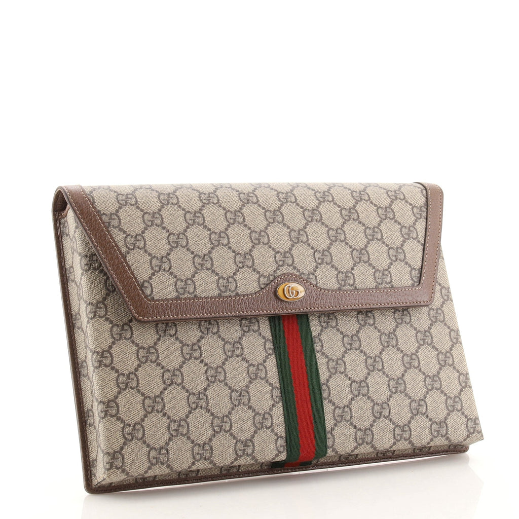 Ophidia Flap Clutch GG Coated Canvas Large