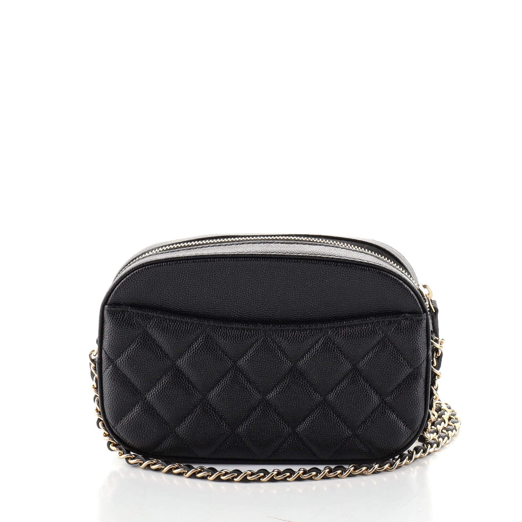 Zip Around Chain Camera Case Quilted Caviar Mini