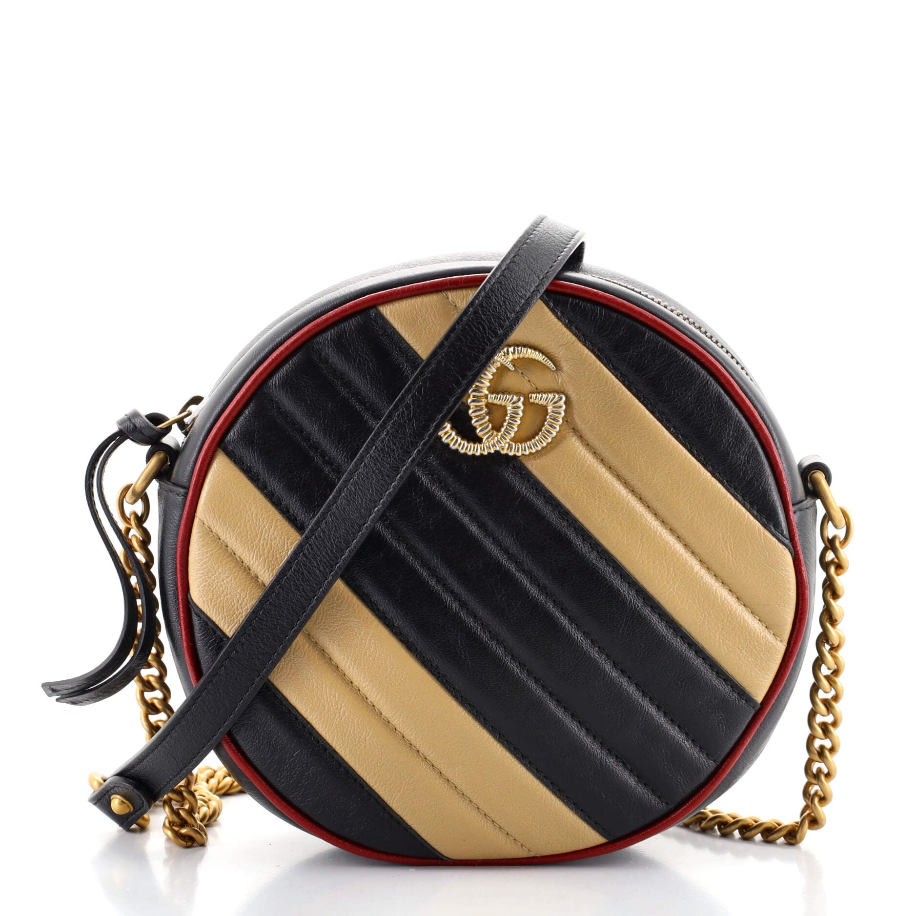 GG Marmont Round Shoulder Bag Diagonal Quilted Leather Mini