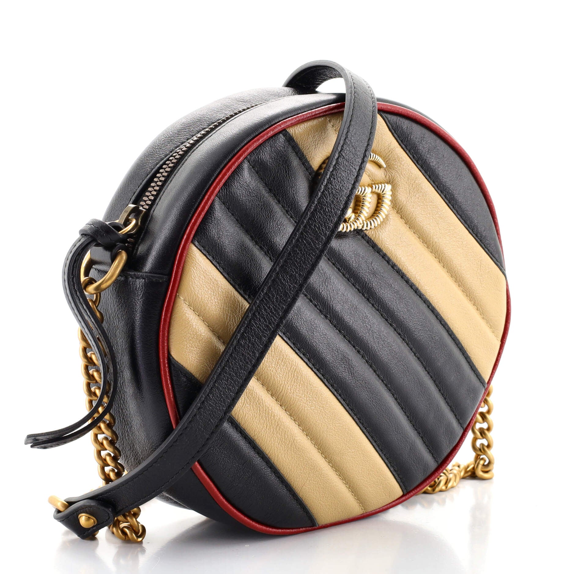 GG Marmont Round Shoulder Bag Diagonal Quilted Leather Mini