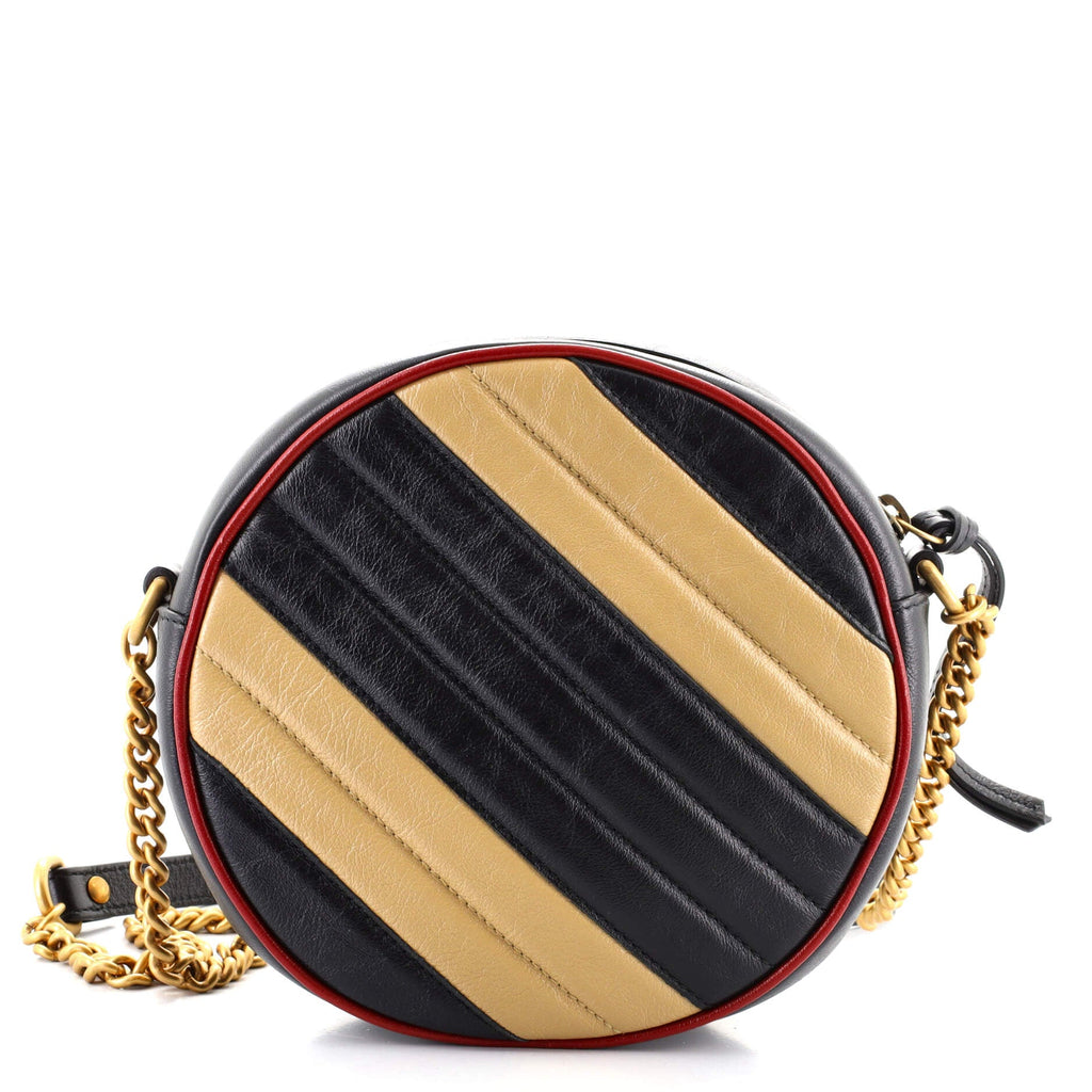 GG Marmont Round Shoulder Bag Diagonal Quilted Leather Mini