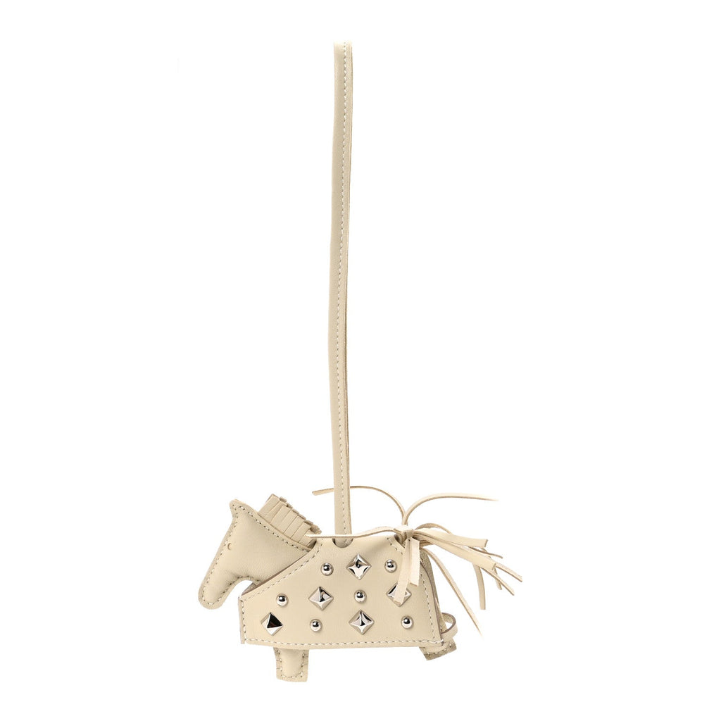Milo Lambskin Studded Grigri Rodeo Robeo Rock Horse Bag Charm PM Craie
