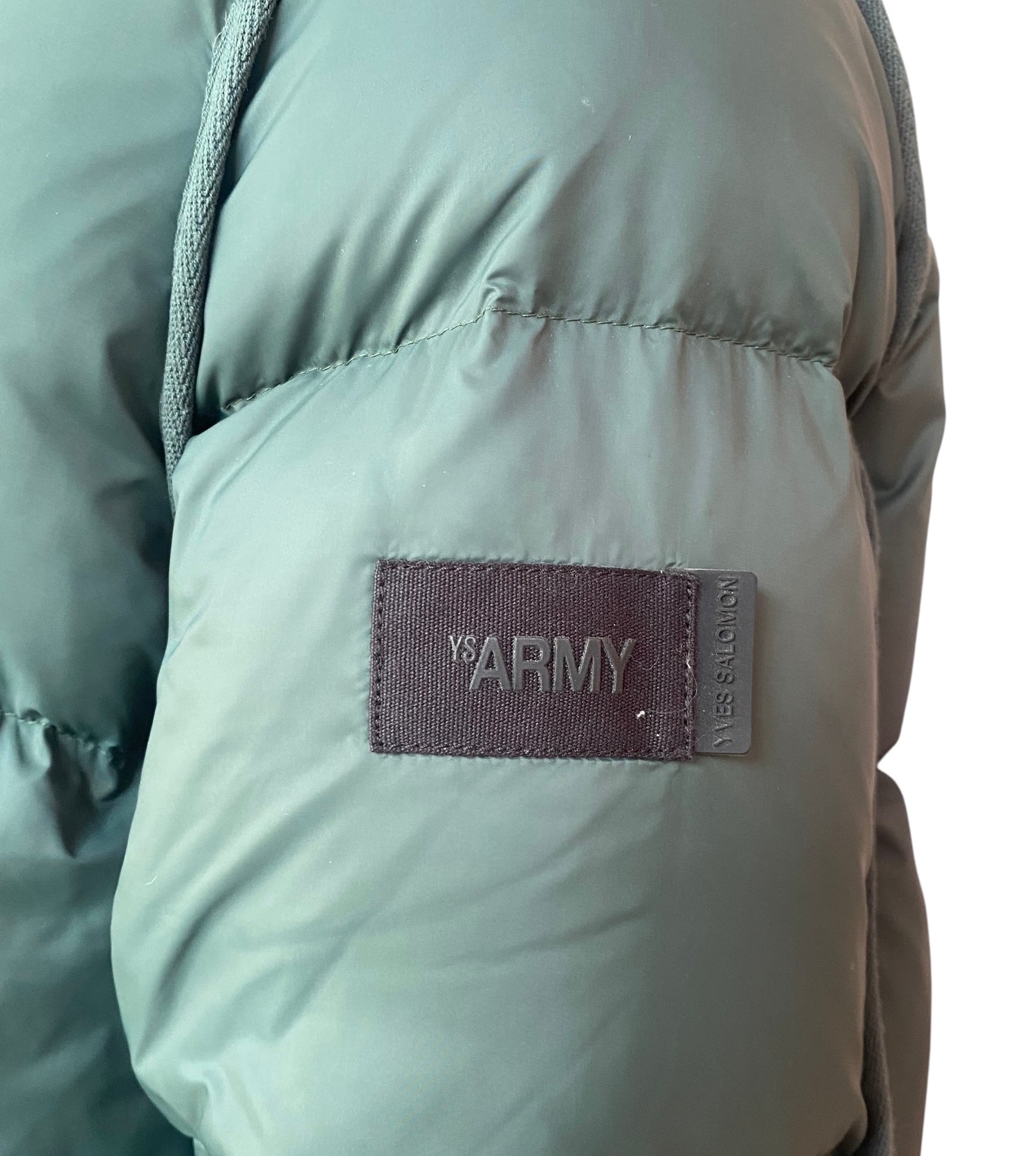 Yves Salomon Army Green & Beige Shearling Down Puffer Coat - 38 / US 6