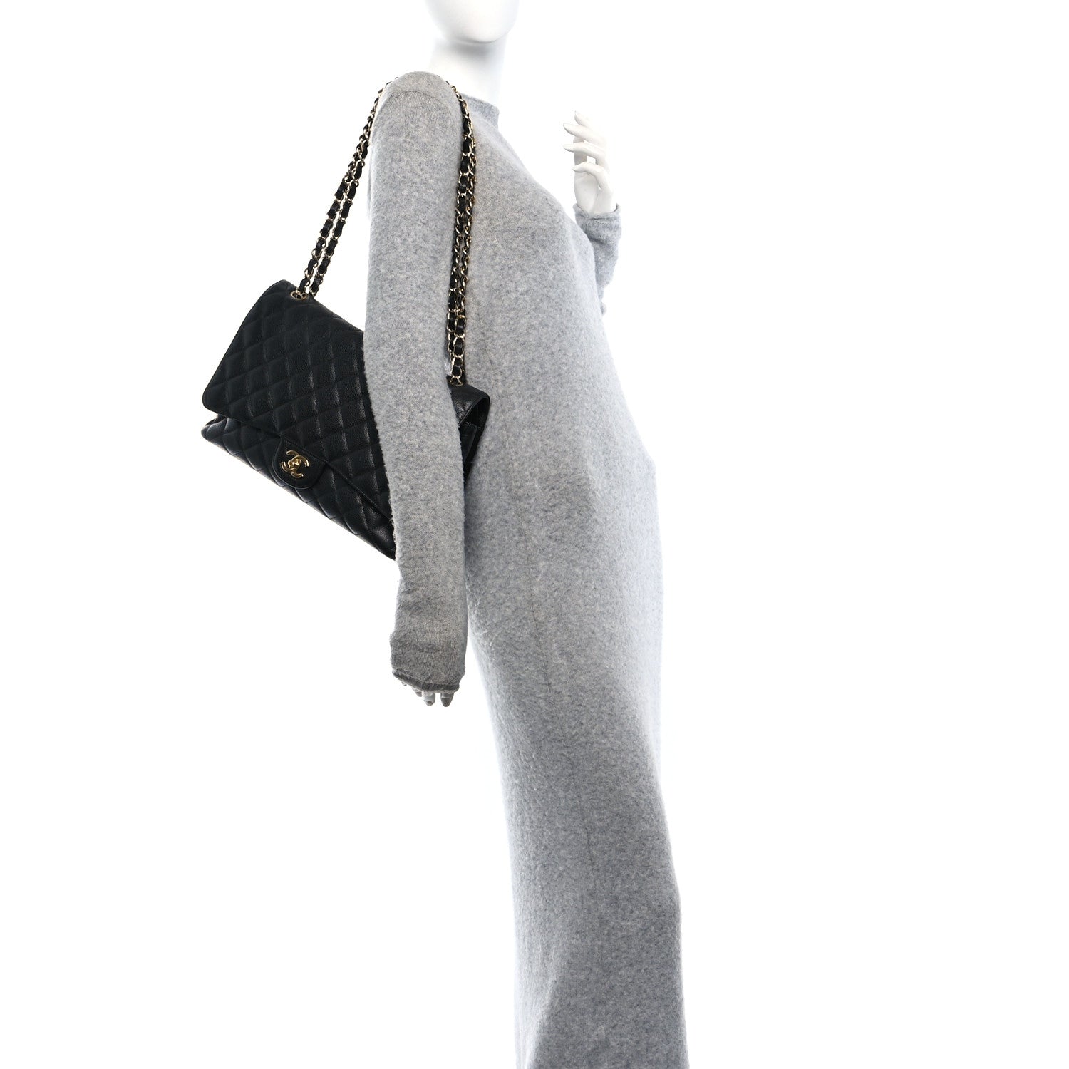 Caviar Quilted Maxi Double Flap Black