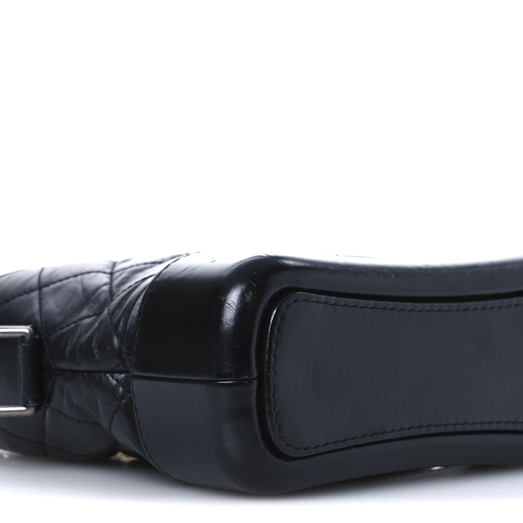 Aged Calfskin Quilted Small Gabrielle Hobo Black