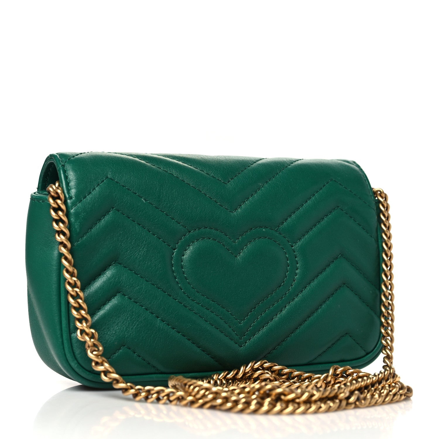 Calfskin Matelasse Super Mini GG Marmont Shoulder Bag Emerald Green