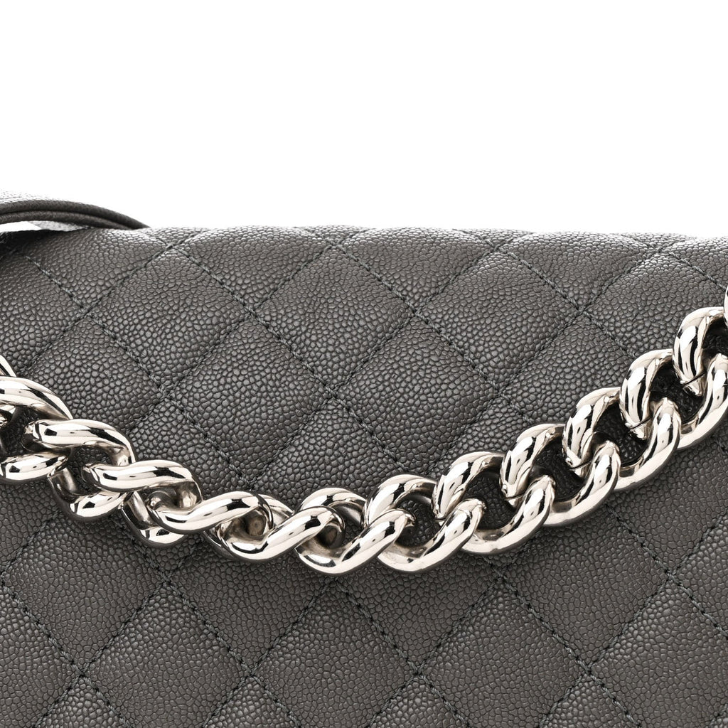 Caviar Quilted Medium Boy Flap Grey