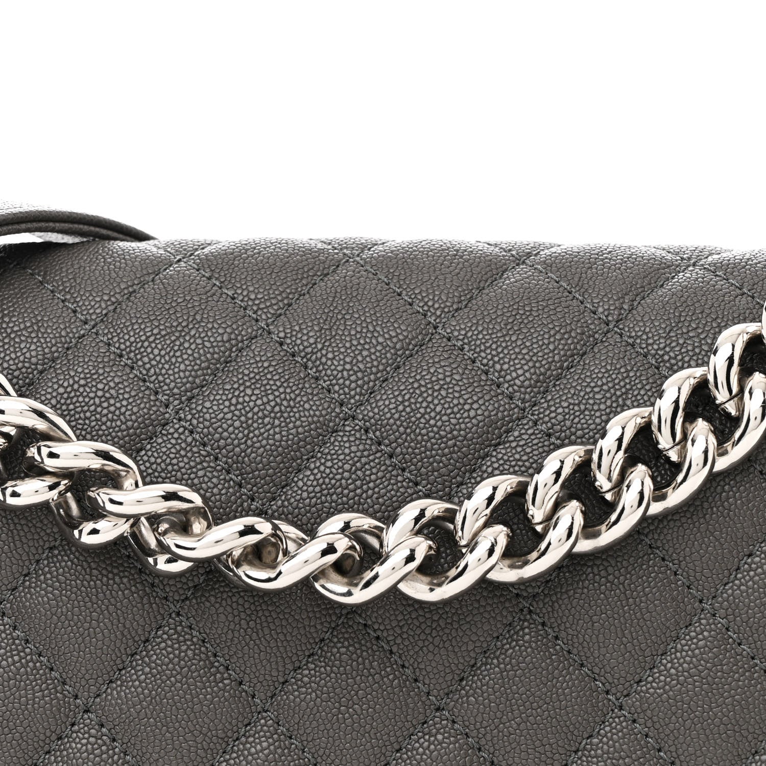 Caviar Quilted Medium Boy Flap Grey