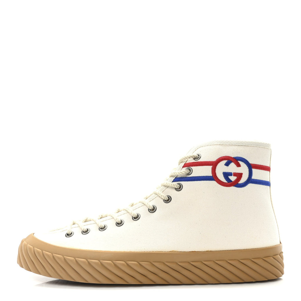 Canvas Interlocking G Mens High Top Sneakers 8.5 Mystic White