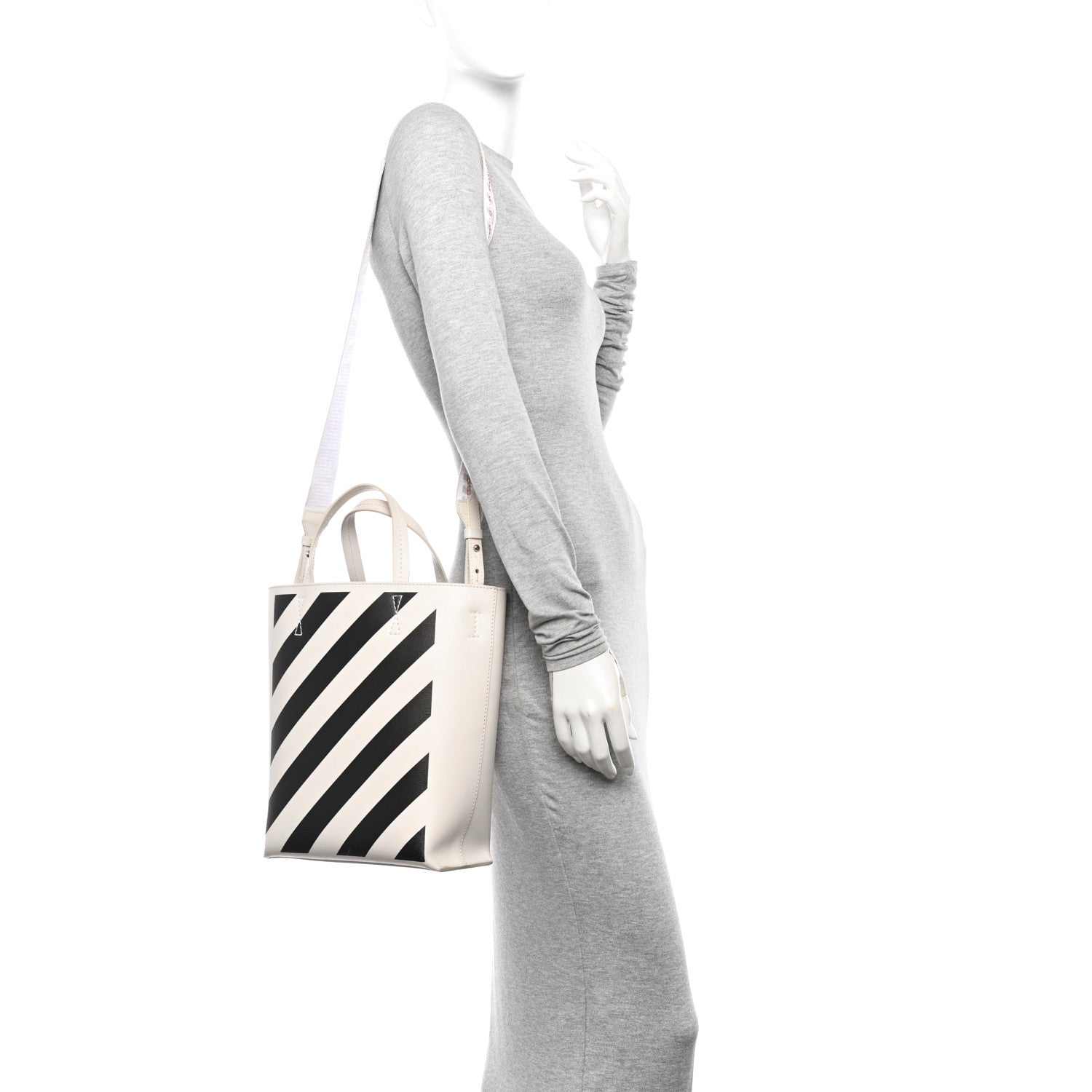 Saffiano Striped Diag Binder Crossbody White