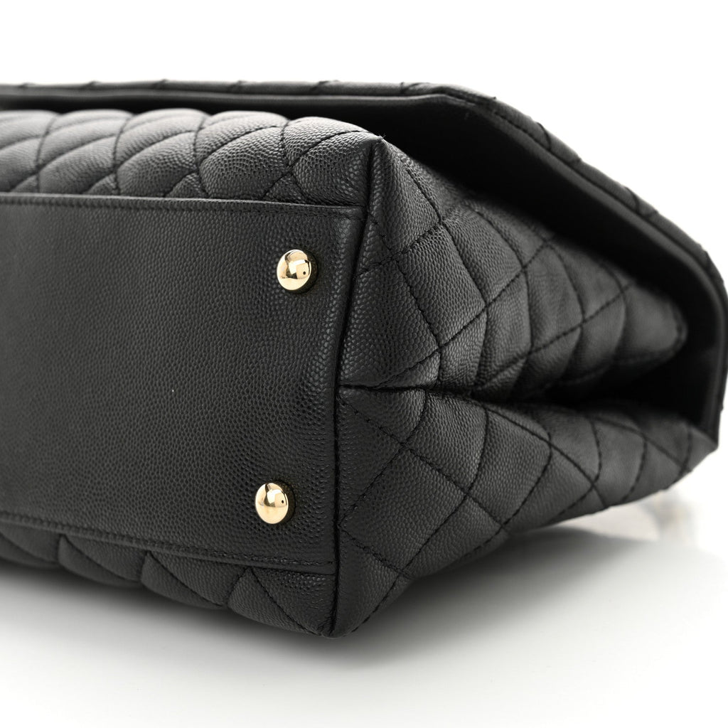 Caviar Quilted Small Coco Handle Flap Black