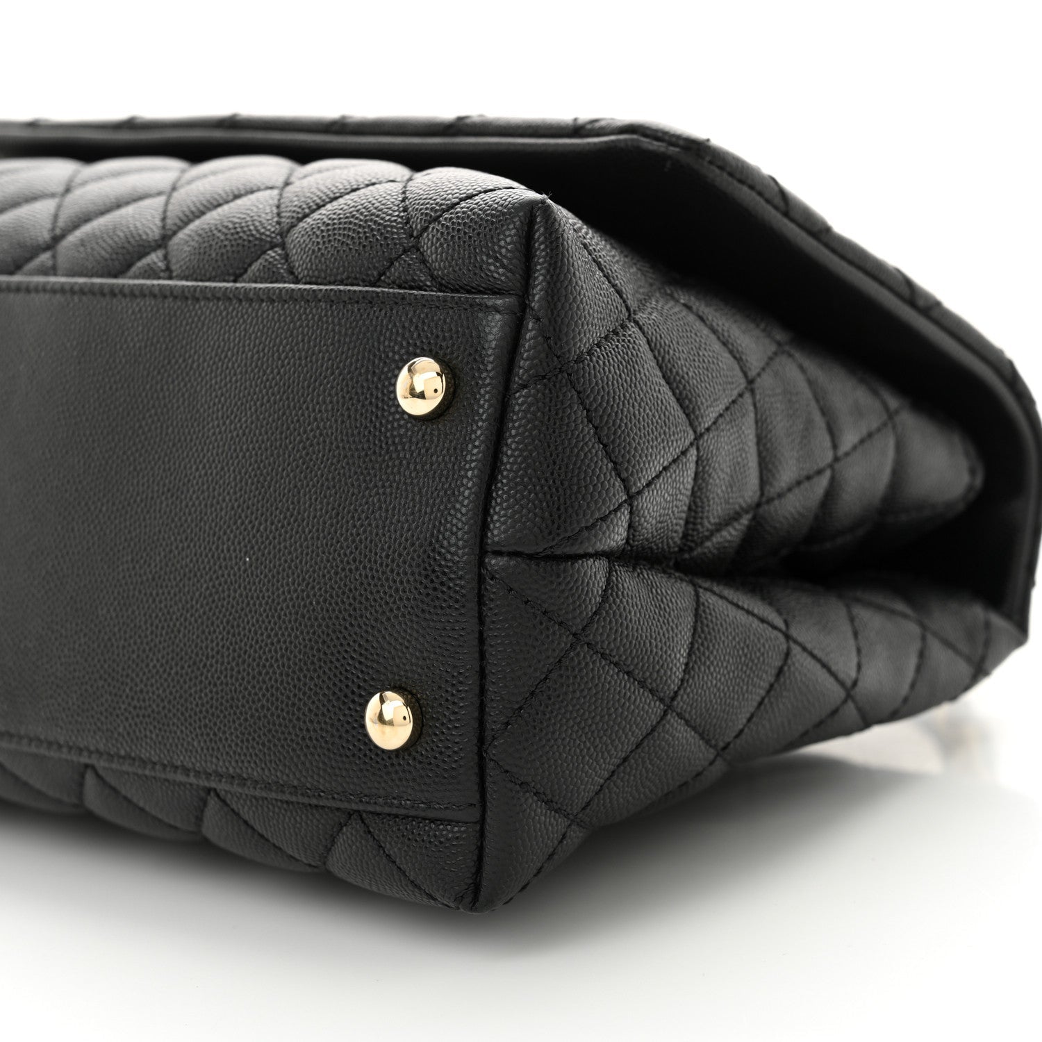 Caviar Quilted Small Coco Handle Flap Black