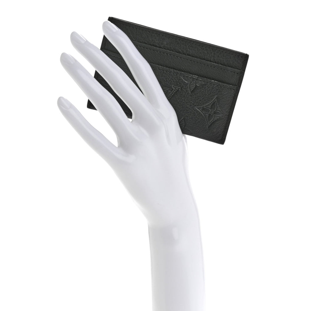 Calfskin Monogram Shadow Double  Holder Black