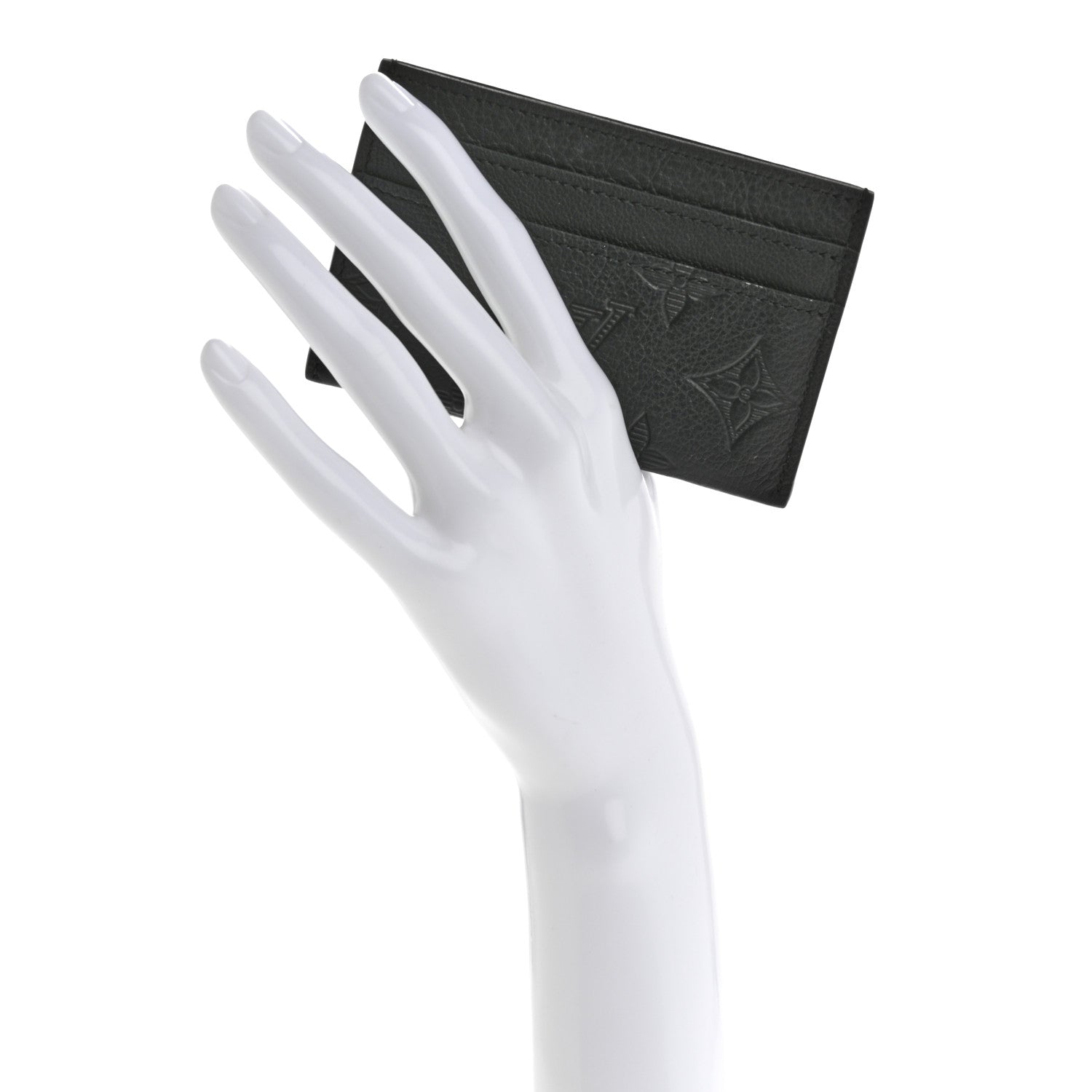 Calfskin Monogram Shadow Double  Holder Black