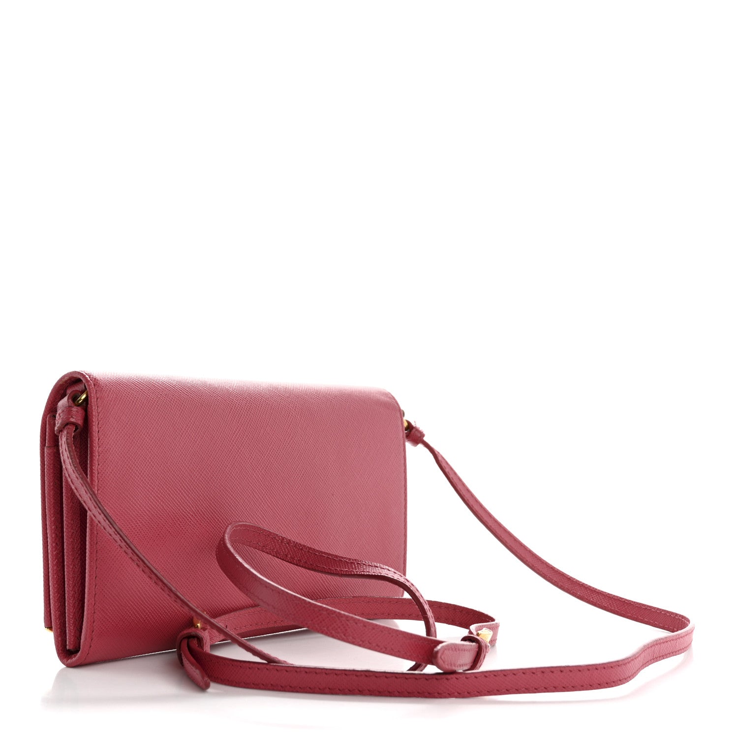 Saffiano Metal Bar Flap Wallet with Strap Peonia