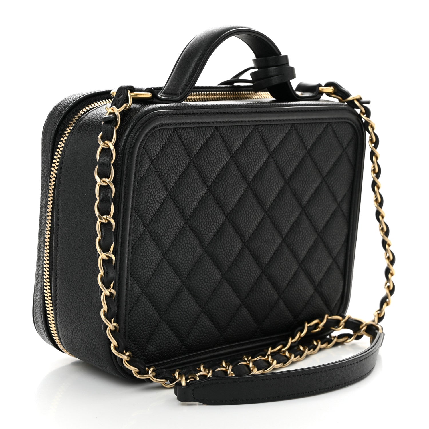 Caviar Quilted Medium CC Filigree Vanity Case Black