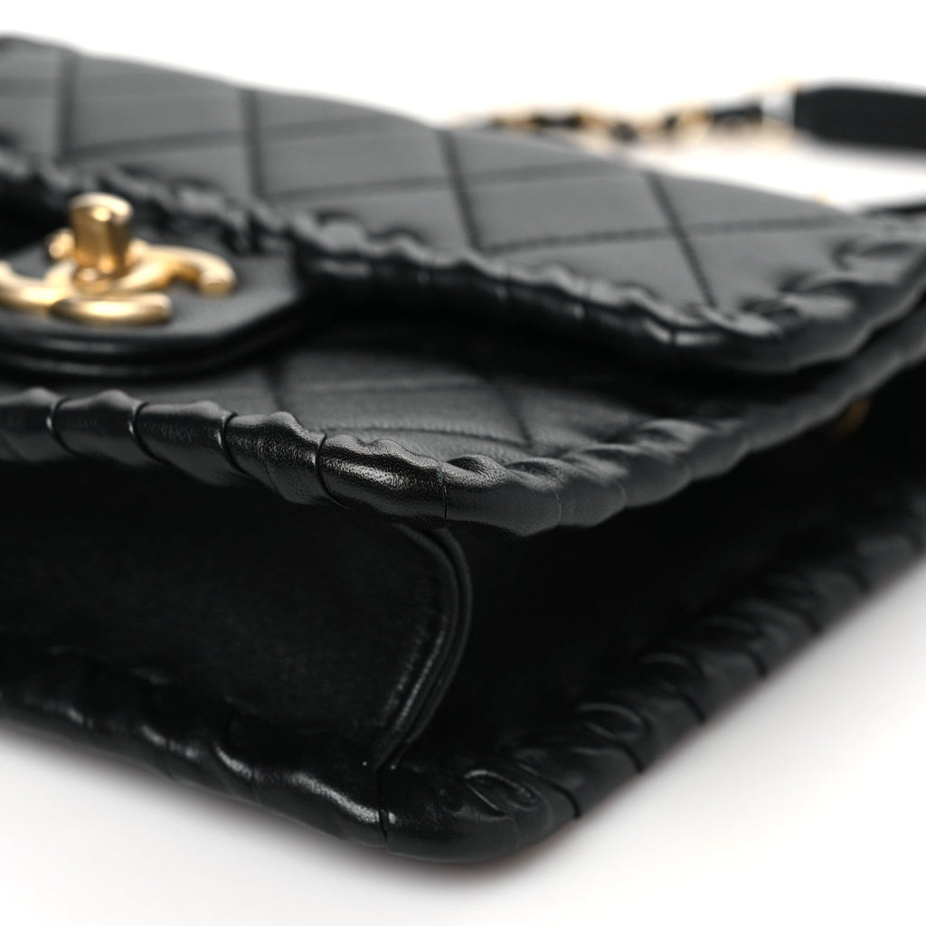 Calfskin Braided Mini My Own Frame Flap Black