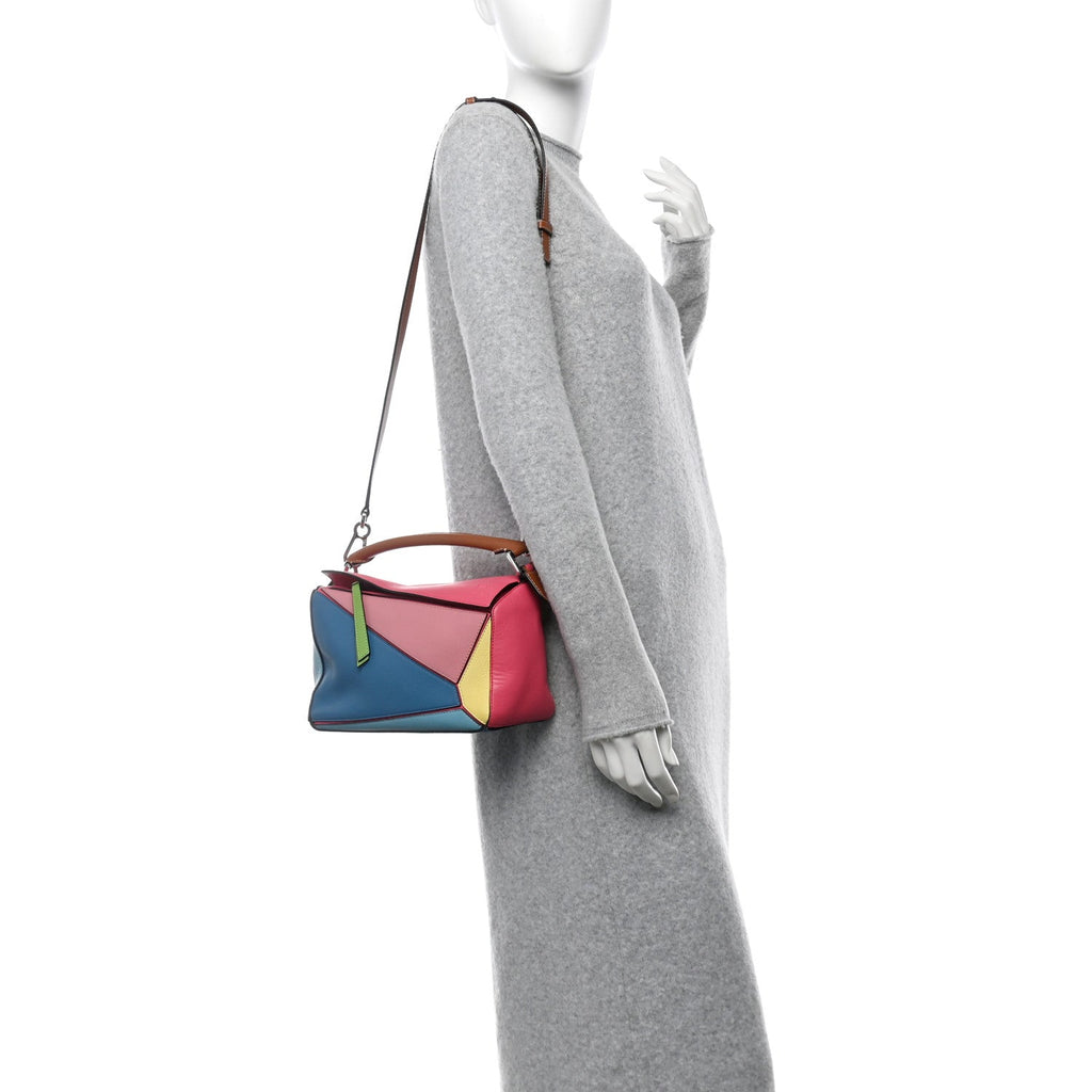 Calfskin Small Puzzle Bag Tan Multicolor