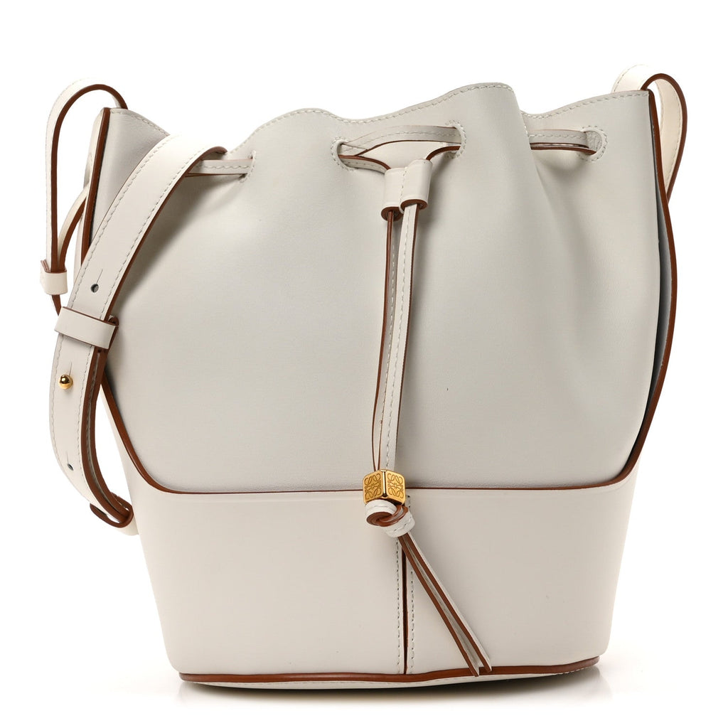 Calfskin Small Balloon Bucket Bag Soft White