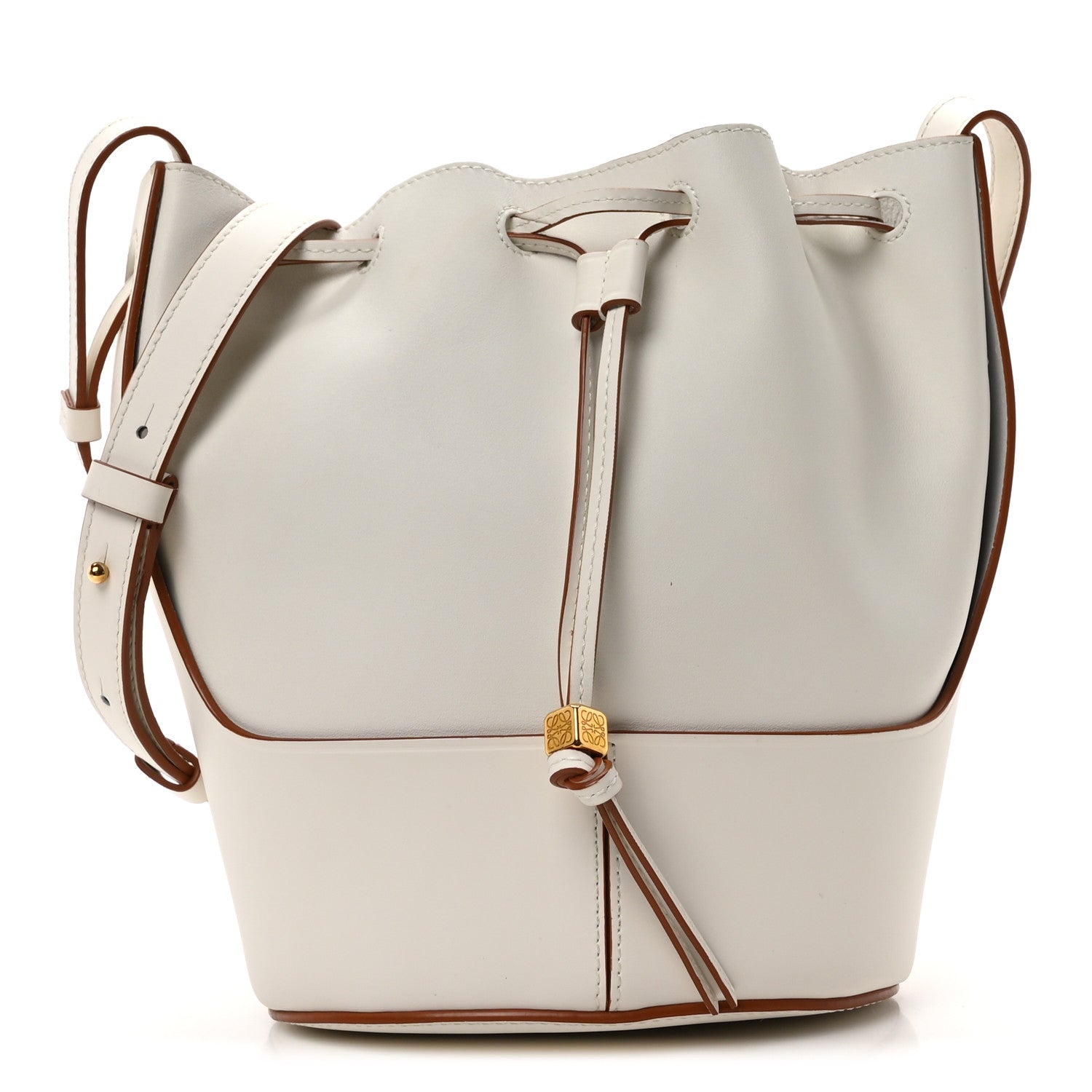Calfskin Small Balloon Bucket Bag Soft White