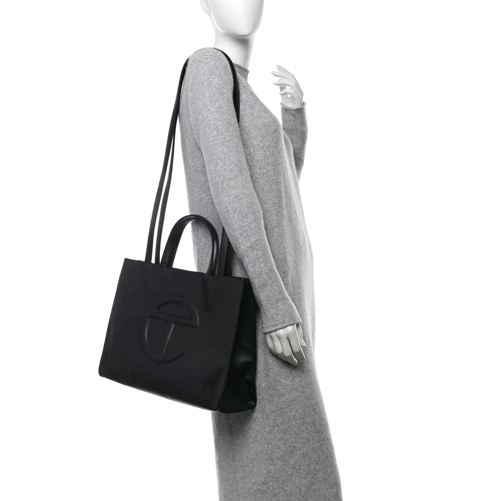 Vegan Leather Medium Shopping Bag Black