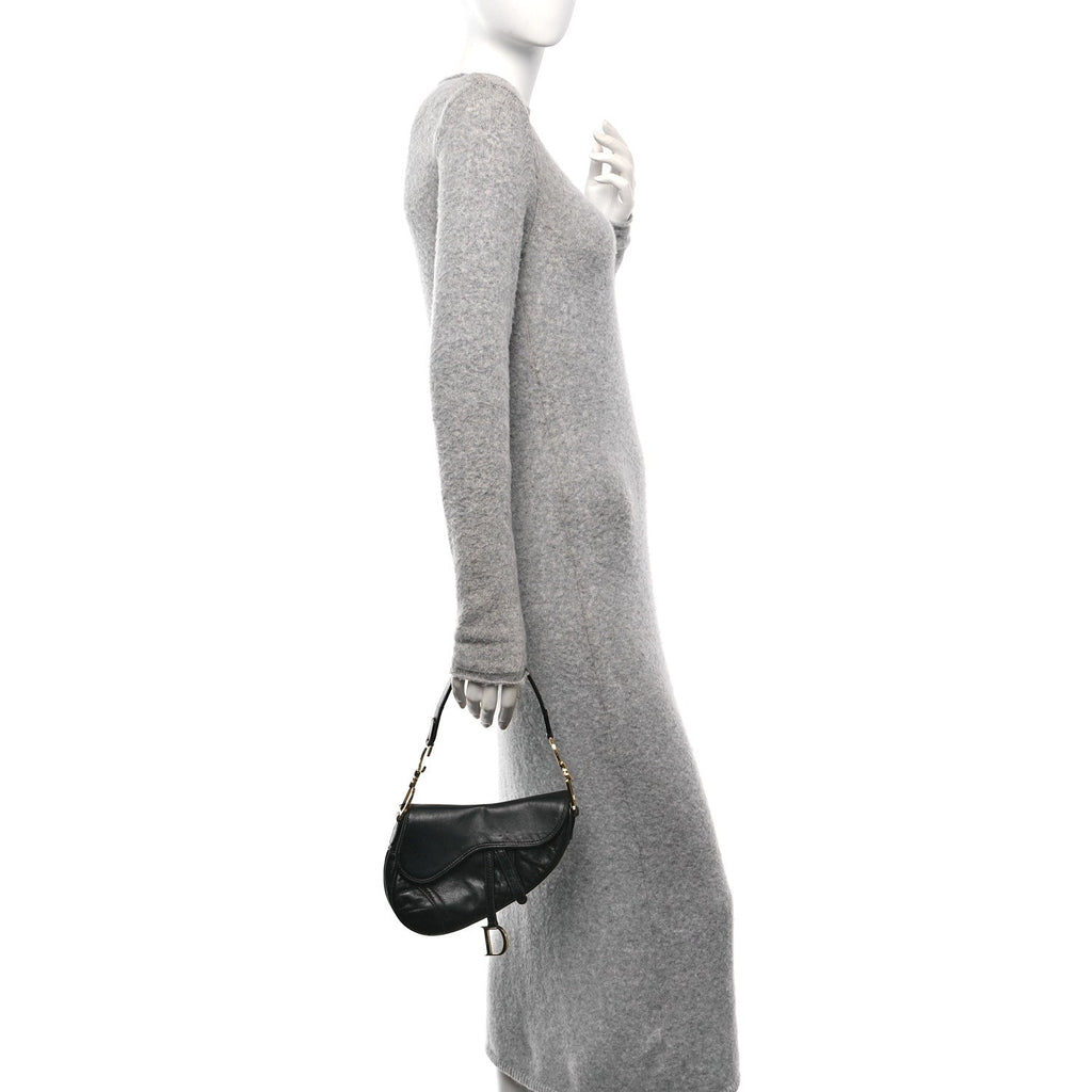 Supple Calfskin Mini Saddle Bag Black