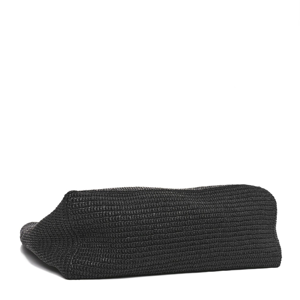 Raffia Logo Tote Black