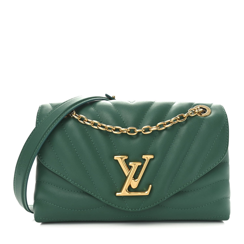 Calfskin New Wave Chain Bag MM NM Emerald