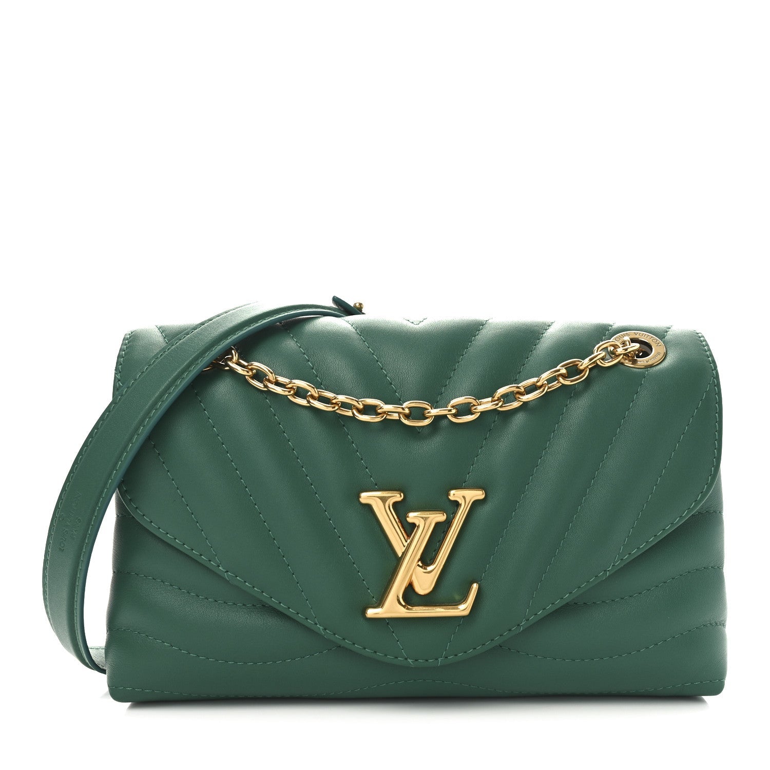 Calfskin New Wave Chain Bag MM NM Emerald