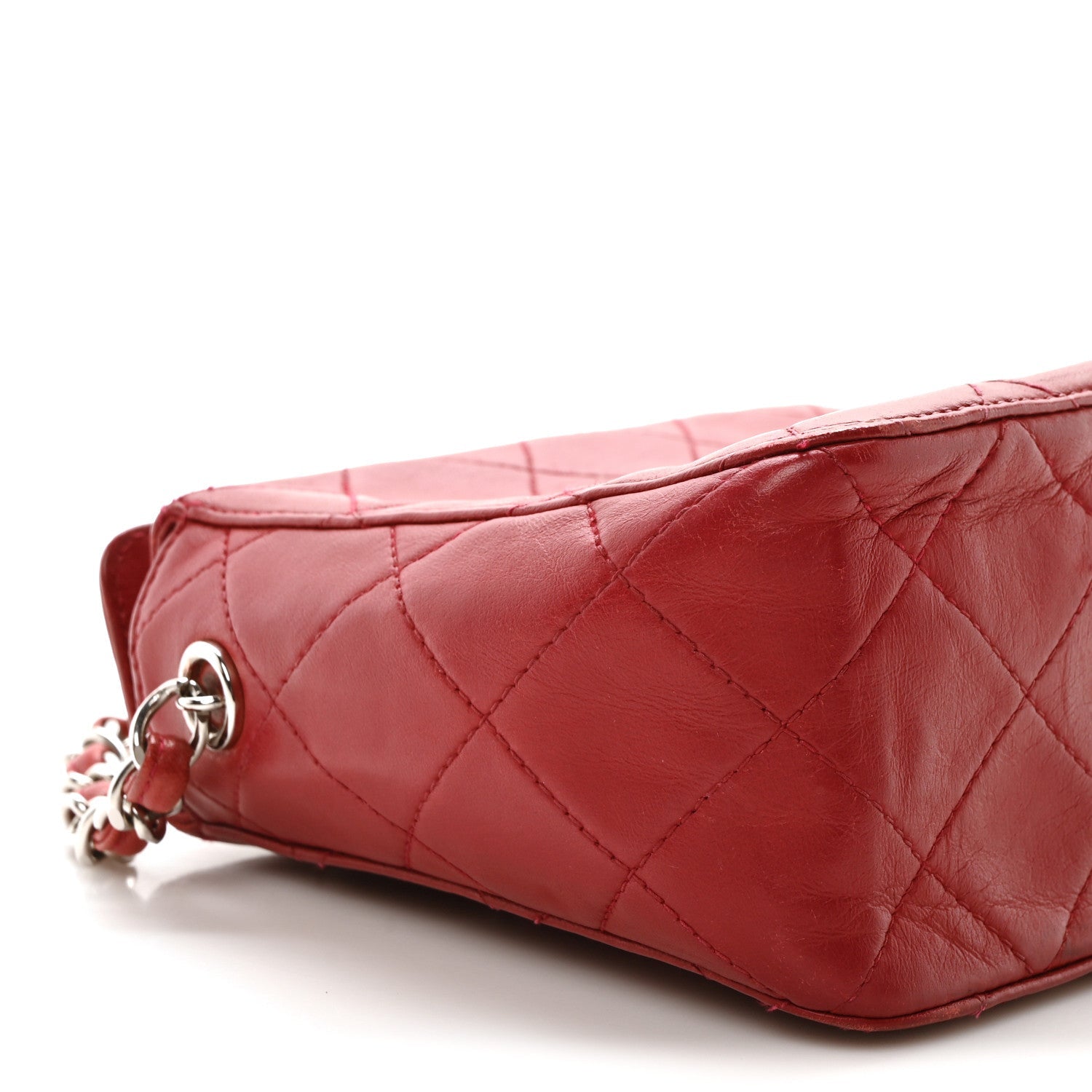 Lambskin Quilted Square Chain Bag Red