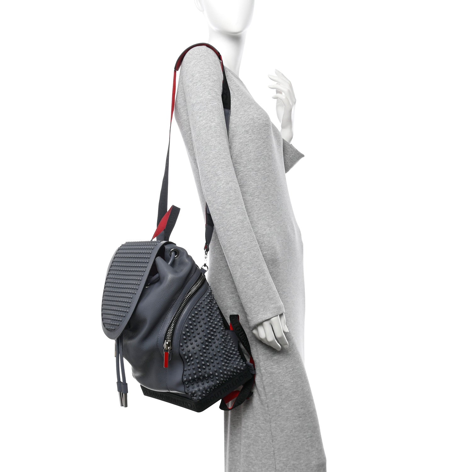 Calfskin Spiked Explorafunk Backpack Charbon
