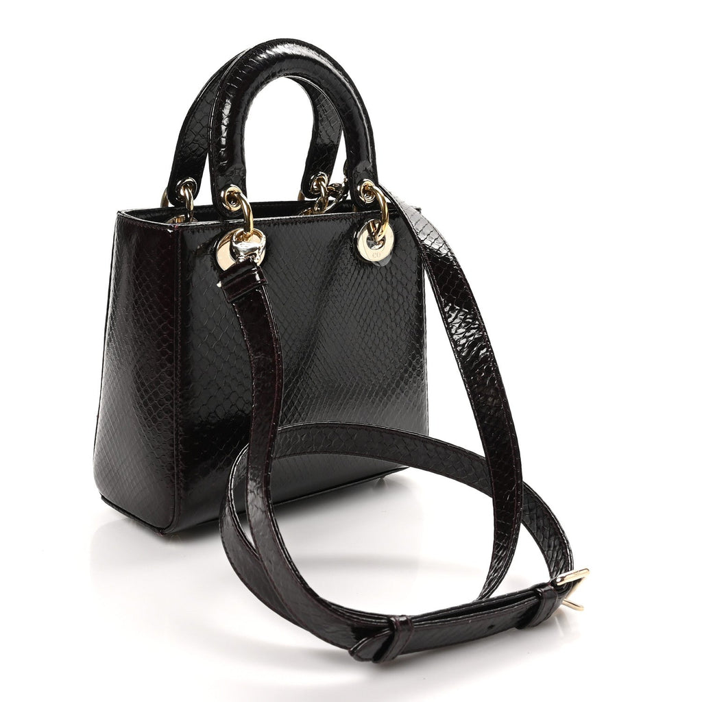 Snakeskin Small Lady Dior Burgundy