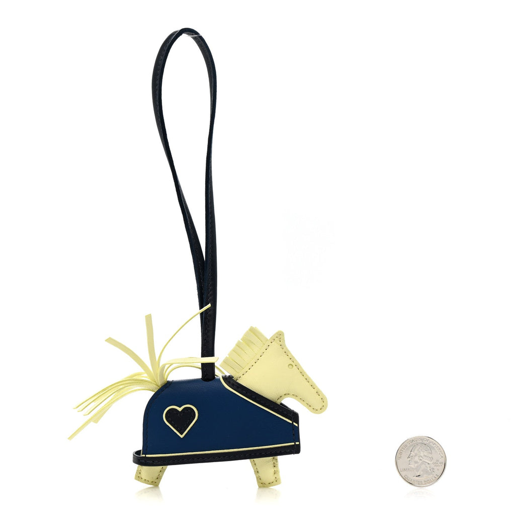 Milo Lambskin Grigri Rodeo Robeo Coeur Bag Charm PM Jaune Milton Bleu Nuit Bleu Tie