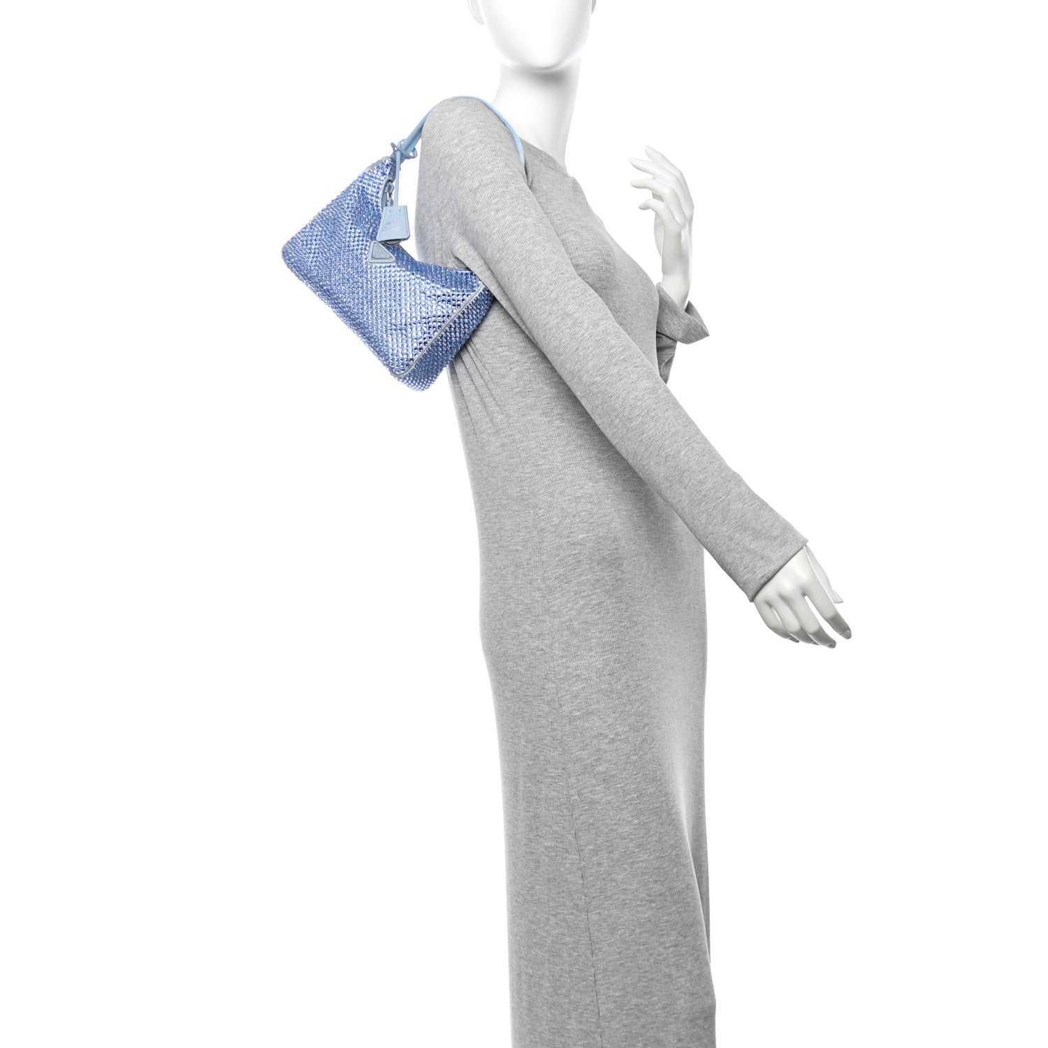 Satin Crystal Mini Re-Edition 2000 Bag Celeste