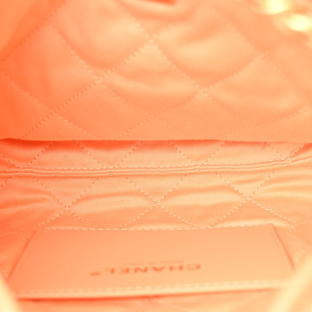 Shiny Calfskin Quilted Mini Chanel 22 Orange