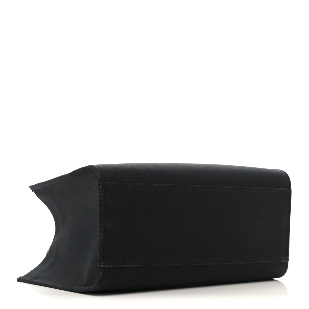 Canvas Suppler Calfskin Cabas GV Signature Tote Black