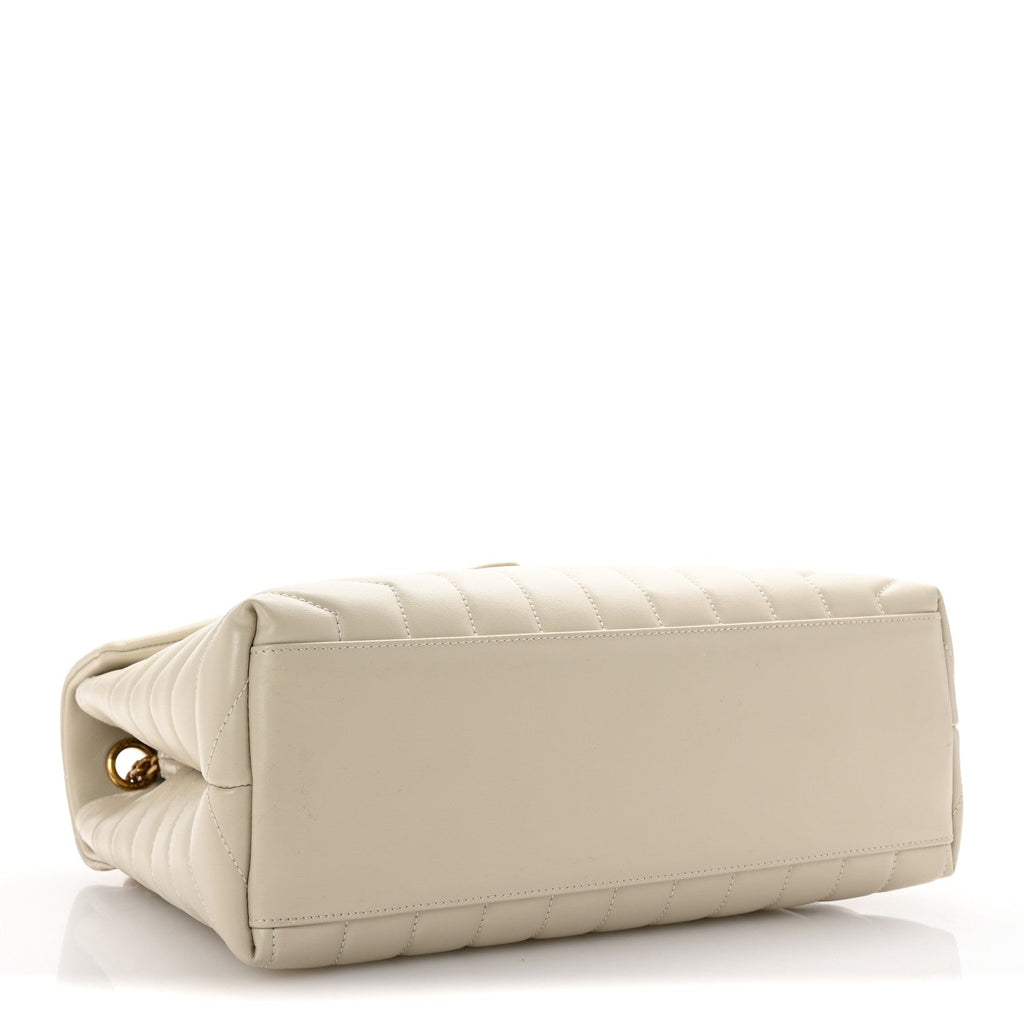 Calfskin Y Quilted Monogram Medium Loulou Chain Satchel Crema Soft