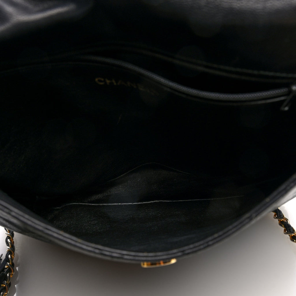 Lambskin Quilted CC Tassel Shoulder Flap Bag Black