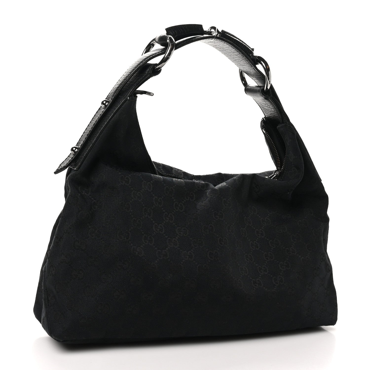 Monogram Medium Horsebit Chain Hobo Black