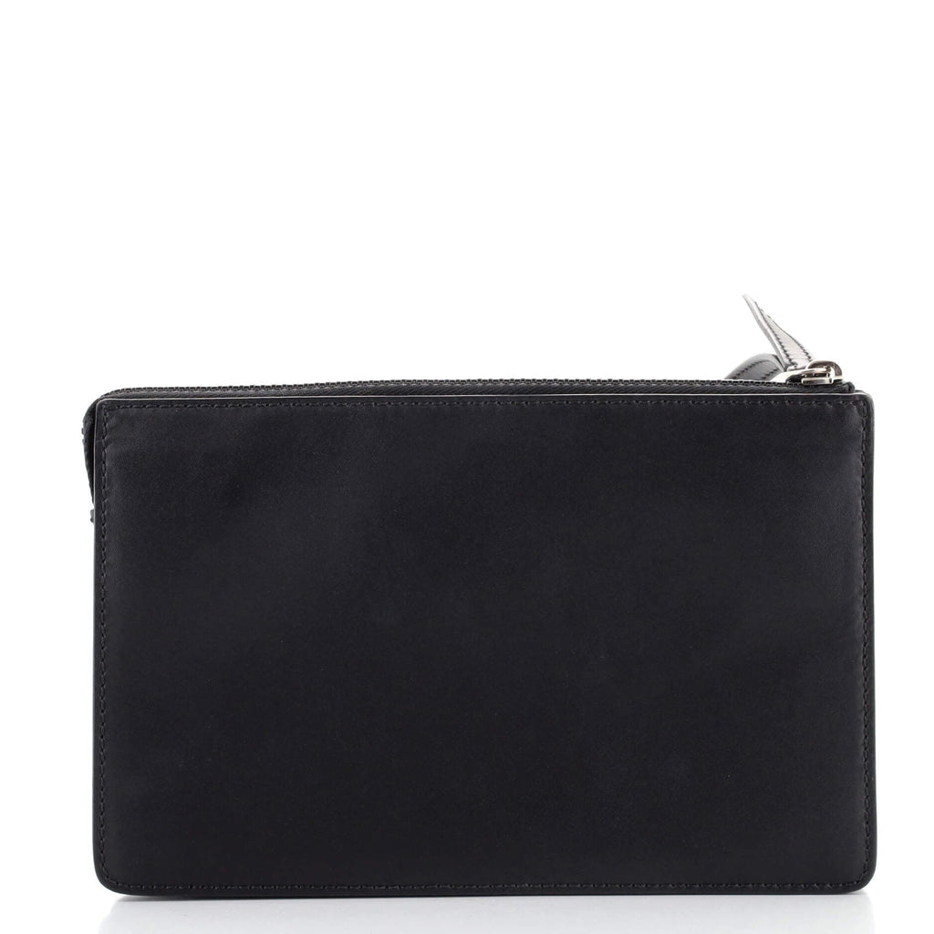 Handle Clutch Leather with Zucca Applique Small